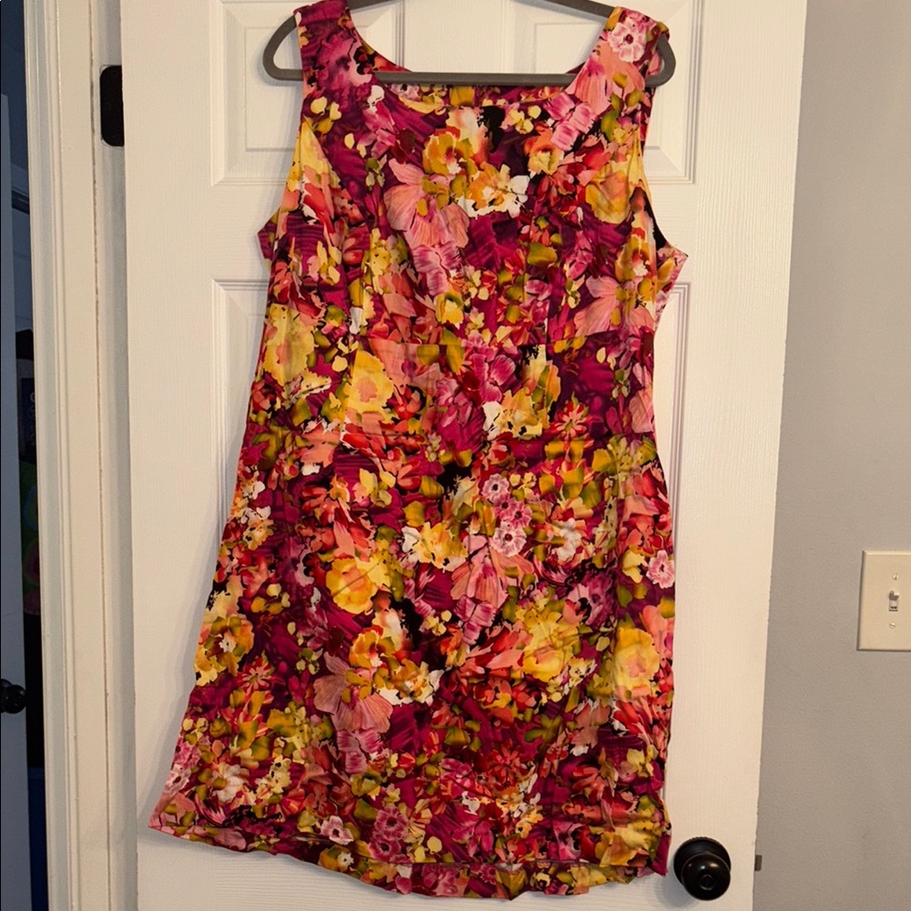 Dress Barn Vibrant Floral Mini Dress - Pink, Yellow, Orange